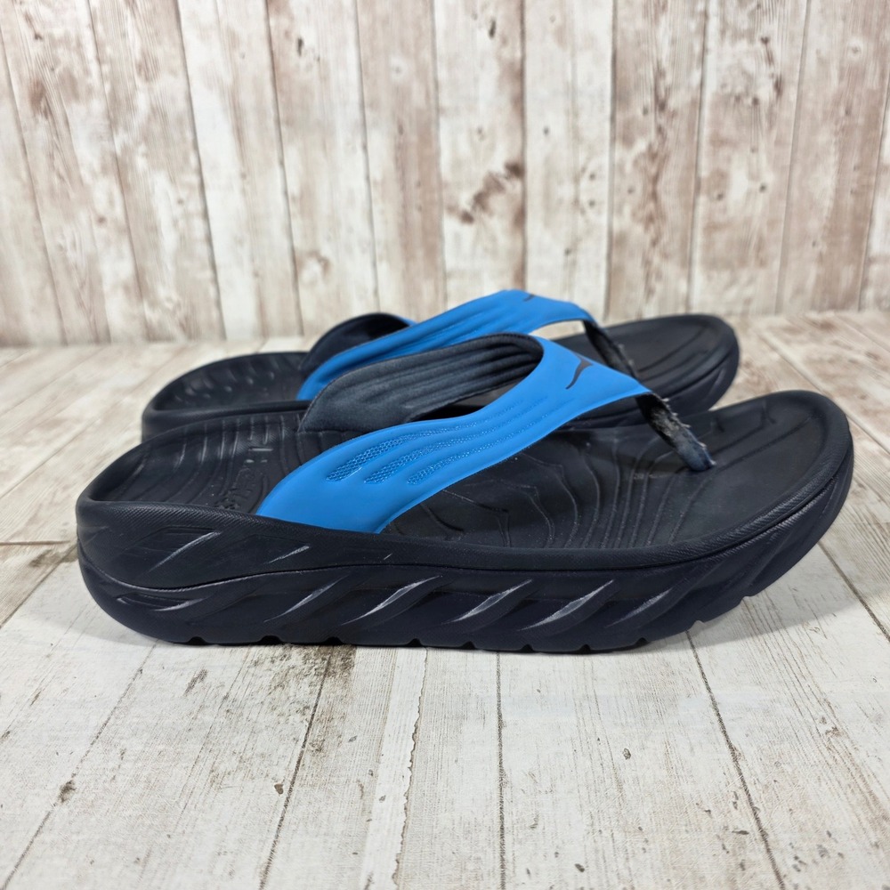 Hoka One One Ora Recovery Flip Sandals Navy Blue Cyan Womens 10 Mens 8 1099676